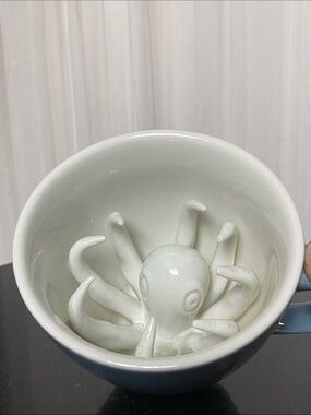 Ceramic Octopus Surprise Mug in White/Blue by Creature Cups